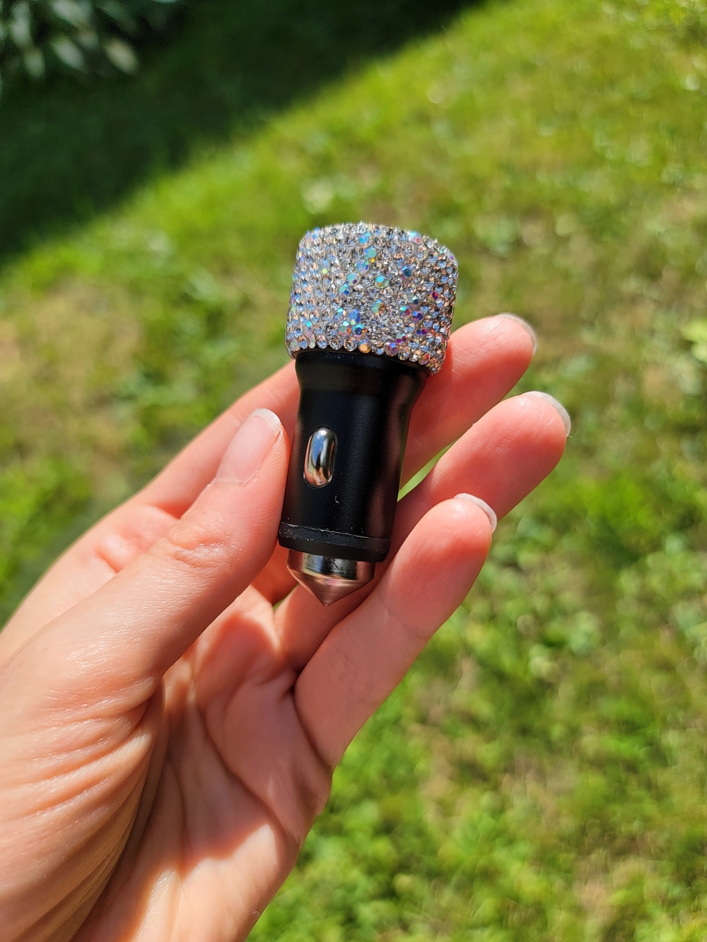 Black Rhinestone Accent Car USB Charger Sparkling